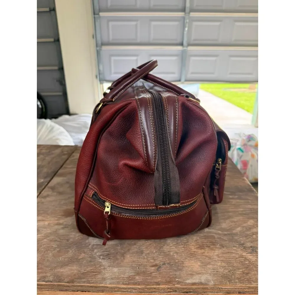 Orvis Brown Leather Duffel Travel Bag Weekender Carry On Luggage Shoulder Strap